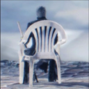 Vergil from DMC5 in a lawn chair